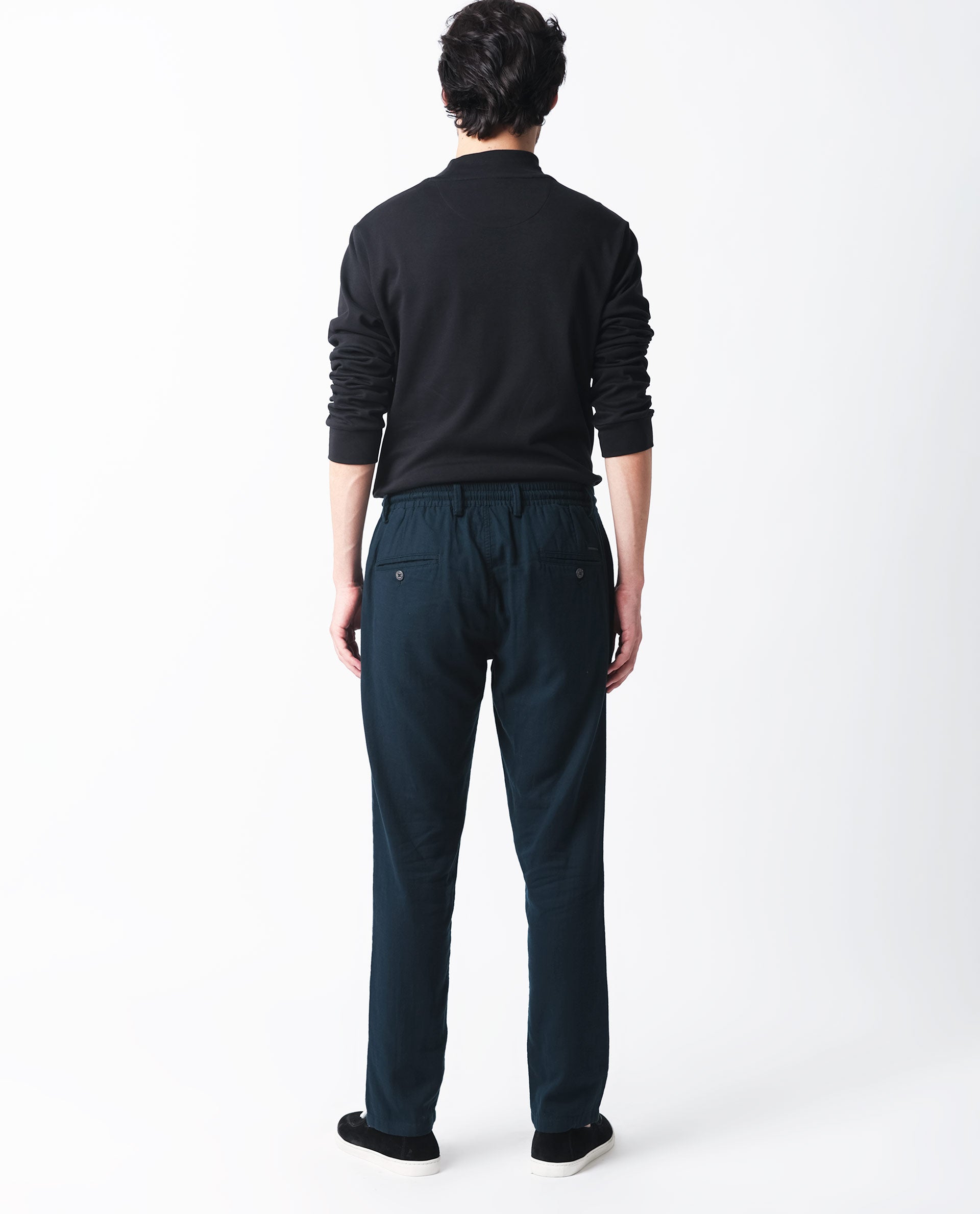 Rare Rabbit Men's Pastor Dark Petrol Cotton Plain Regular Fit Trouser