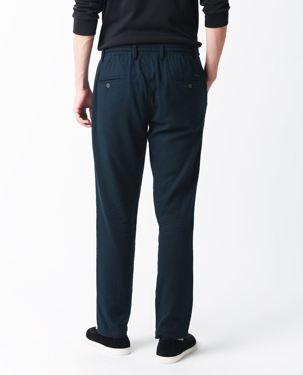 Rare Rabbit Men's Pastor Dark Petrol Cotton Plain Regular Fit Trouser