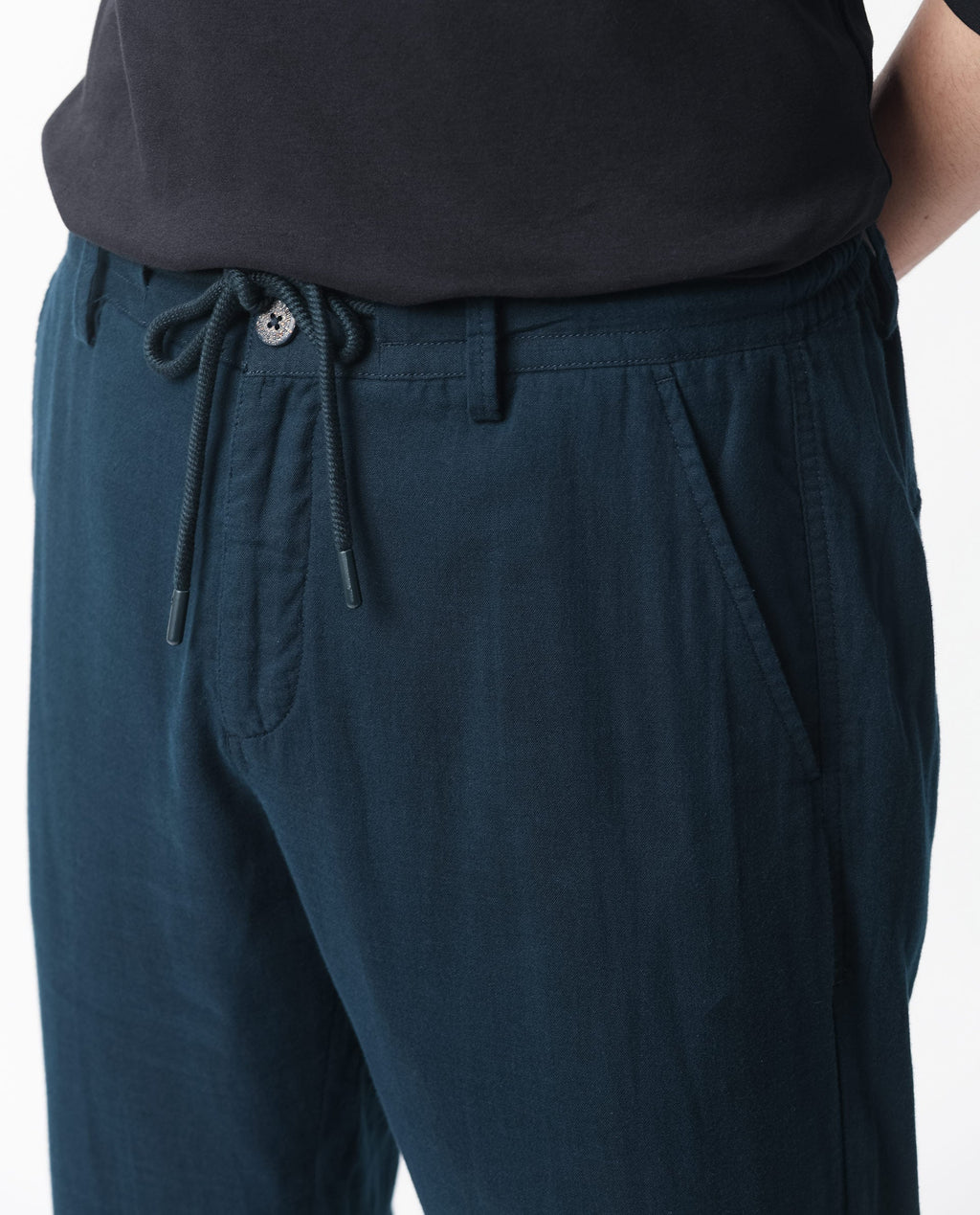 Rare Rabbit Men's Pastor Dark Petrol Cotton Plain Regular Fit Trouser