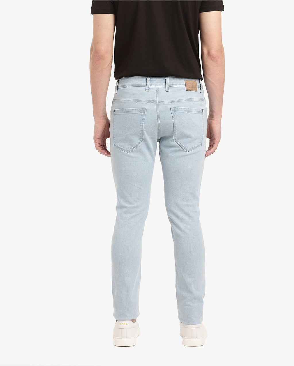 Rare Rabbit Men's Pelin Light Blue Cotton Blend Plain Hawk Slim Fit Jeans