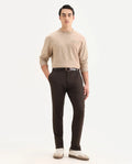 Rare Rabbit Men's Piper Brown Polyester Striped Print Regular Fit Trouser