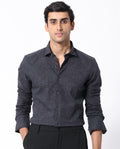 Rare Rabbit Men's Platim Navy Cotton Paisley Print Regular Fit Full Sleeve Collared Shirt