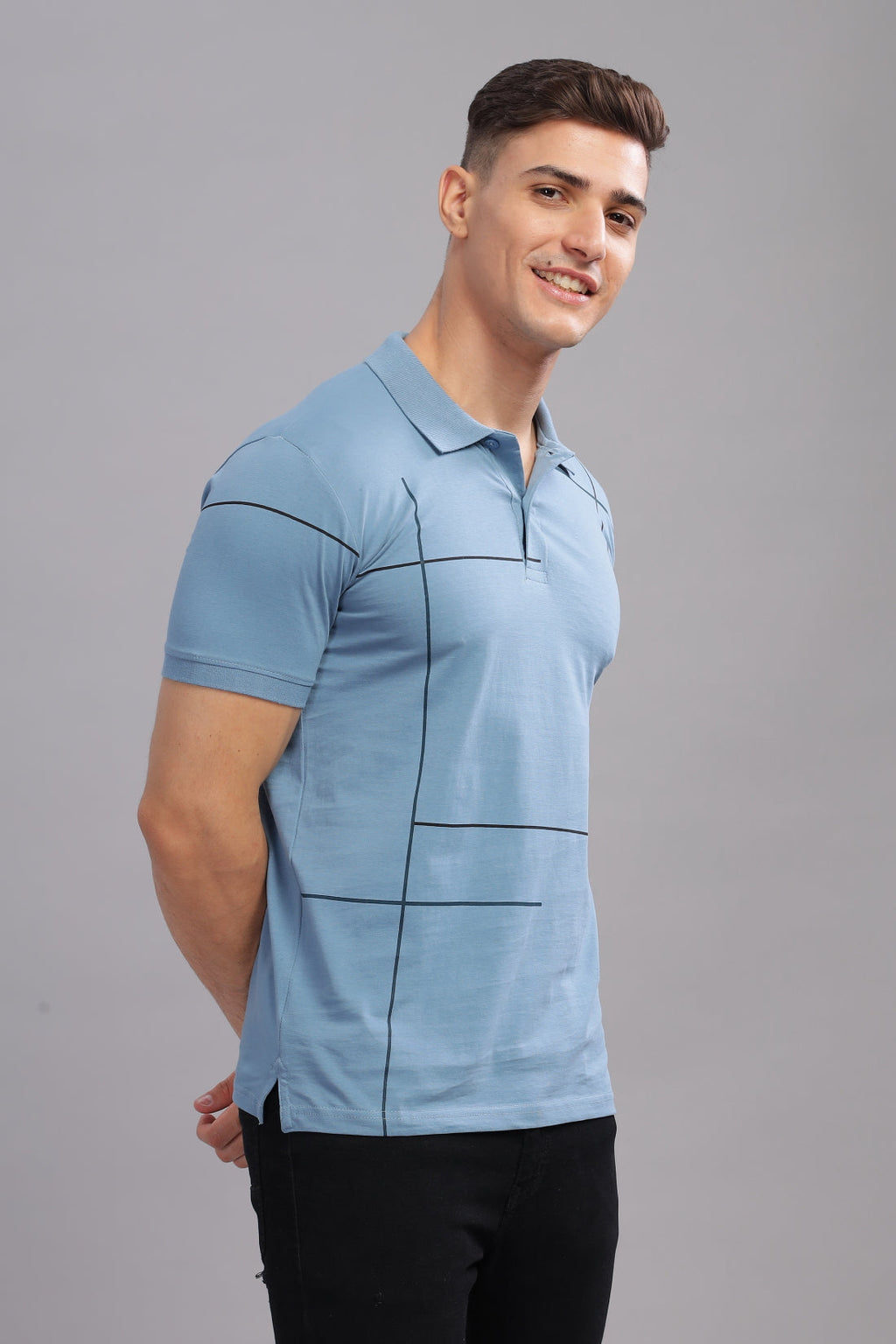 Men Sky Blue Regular Fit T-Shirt