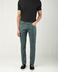 Rare Rabbit Men's Poke Dusky Green Cotton Plain Regular Fit Trouser