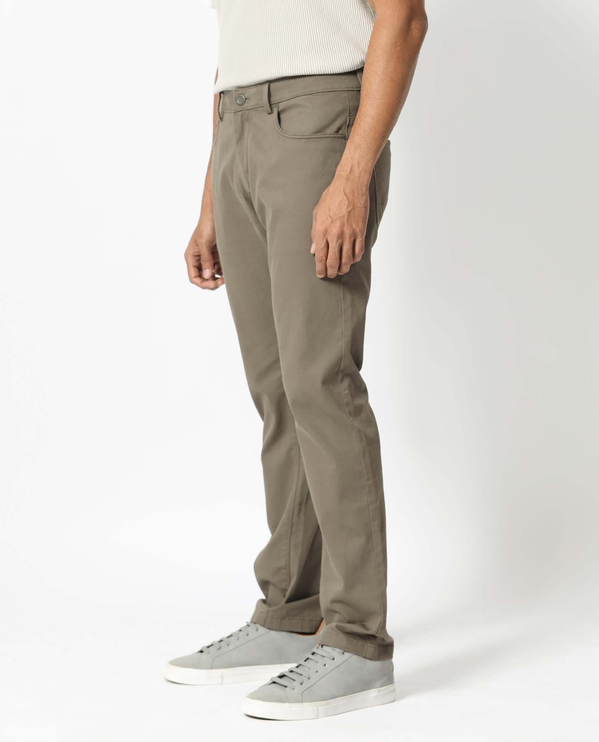 Rare Rabbit Men's Poke-2 Light Olive Cotton Plain Regular Fit Trouser