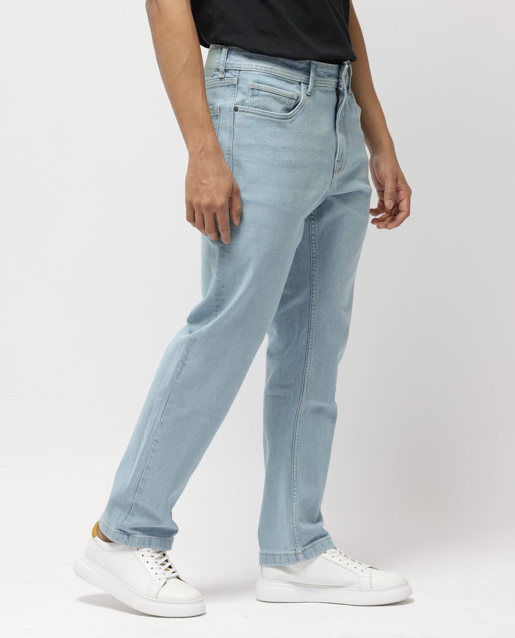 Rare Rabbit Men's Polin Pastel Blue Cotton Plain Morris Regular Fit Jeans