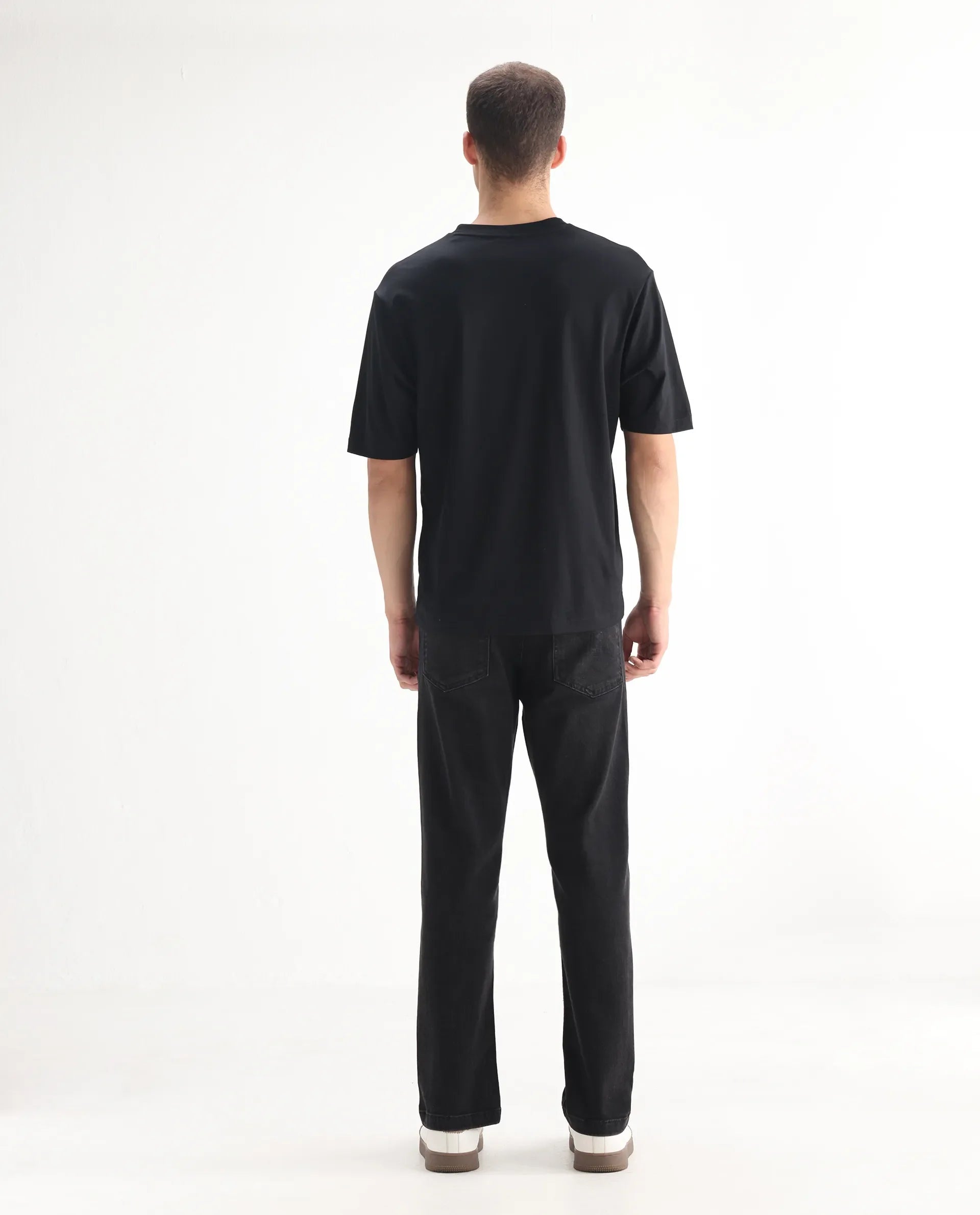 Rare Rabbit Men's Polin Black Cotton Plain Morris Regular Fit Jeans