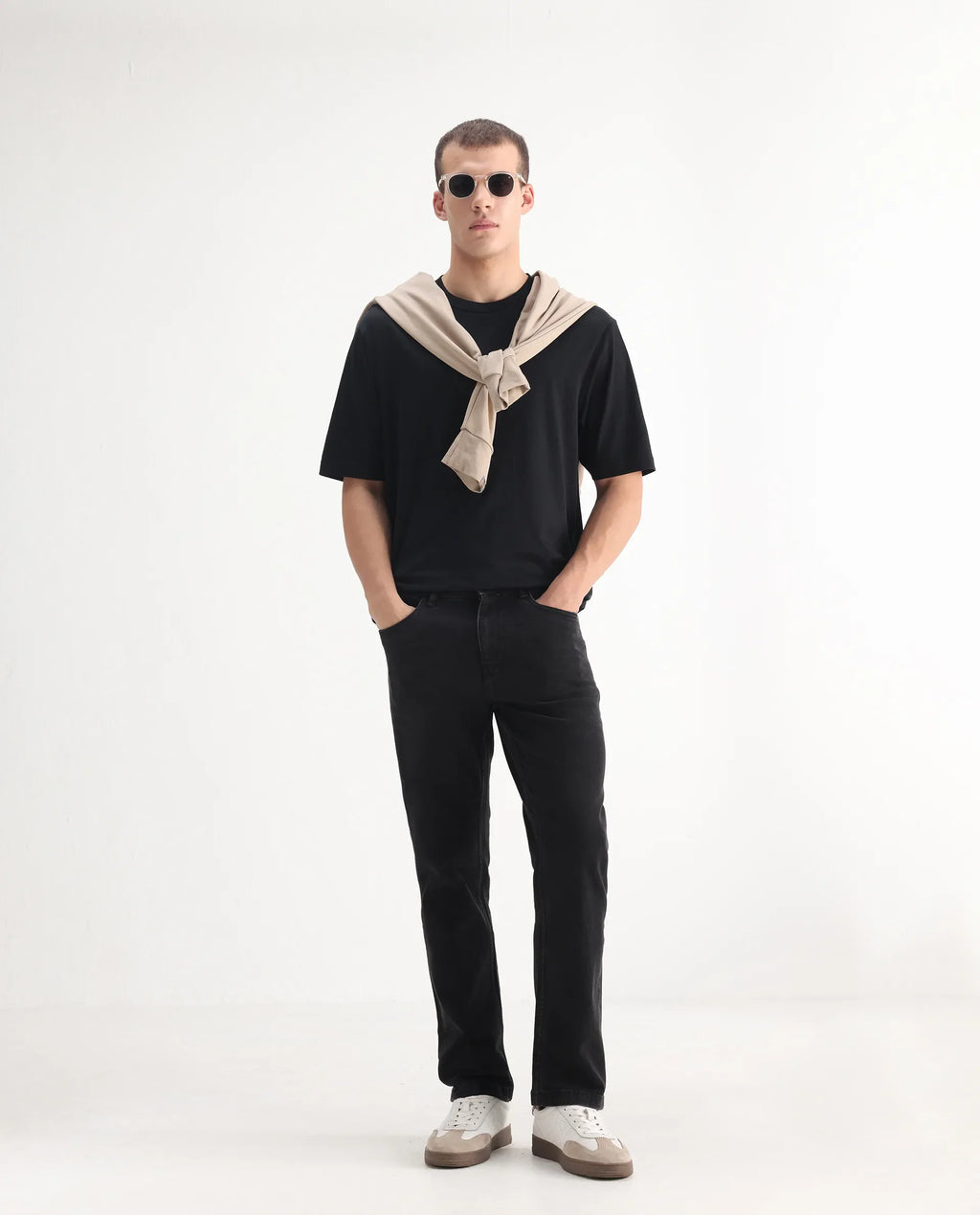 Rare Rabbit Men's Polin Black Cotton Plain Morris Regular Fit Jeans