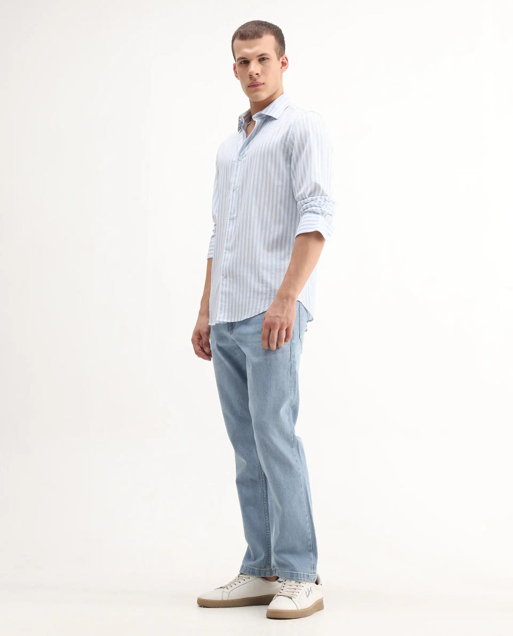 Rare Rabbit Men's Polin Light Blue Cotton Plain Morris Regular Fit Jeans
