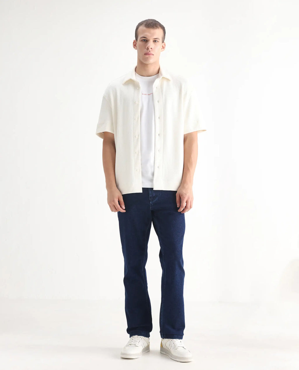 Rare Rabbit Men's Polin Navy Cotton Plain Morris Regular Fit Jeans