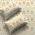 Serene 200 TC 100% Cotton Bedsheet with Pillow Covers - Persian Courtyard Buttercream