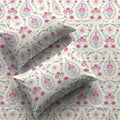 Serene 200 TC 100% Cotton Bedsheet with Pillow Covers - Persian Courtyard Pink