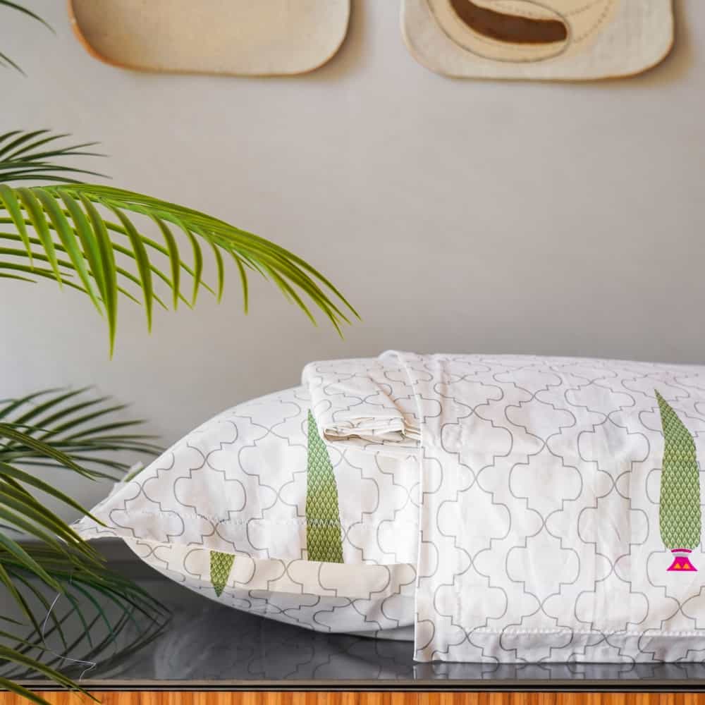 Regal Collection - Breathable 200 TC 100% Pure Cotton Bedsheet with Pillow Cover, Pinewood Grey Green