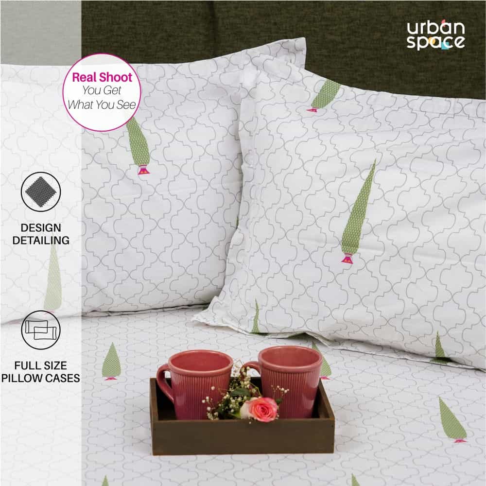Regal Collection - Breathable 200 TC 100% Pure Cotton Bedsheet with Pillow Cover, Pinewood Grey Green