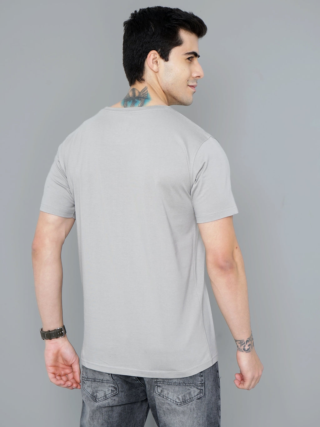Men Plain Grey T-Shirt