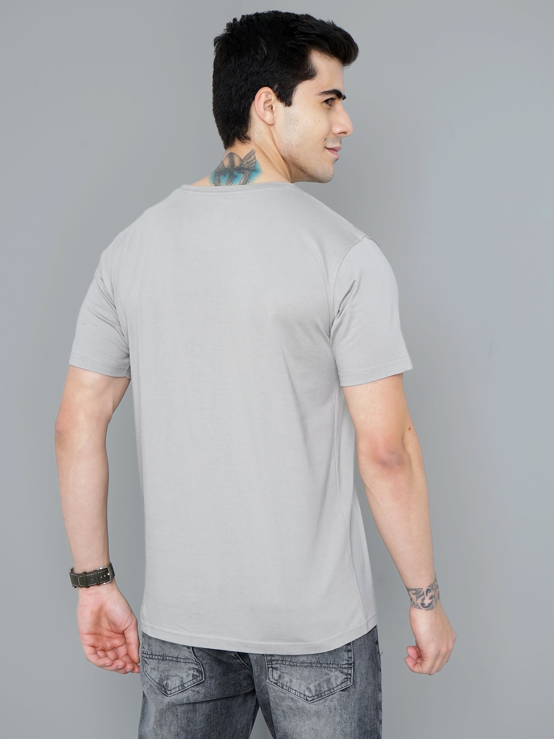 Men Plain Grey T-Shirt
