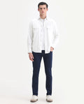 Rare Rabbit Men's Radley Blue Cotton Plain Hawk Slim Fit Jeans