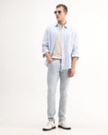 Rare Rabbit Men's Rafail Light Blue Cotton Blend Plain Hawk Slim Fit Jeans