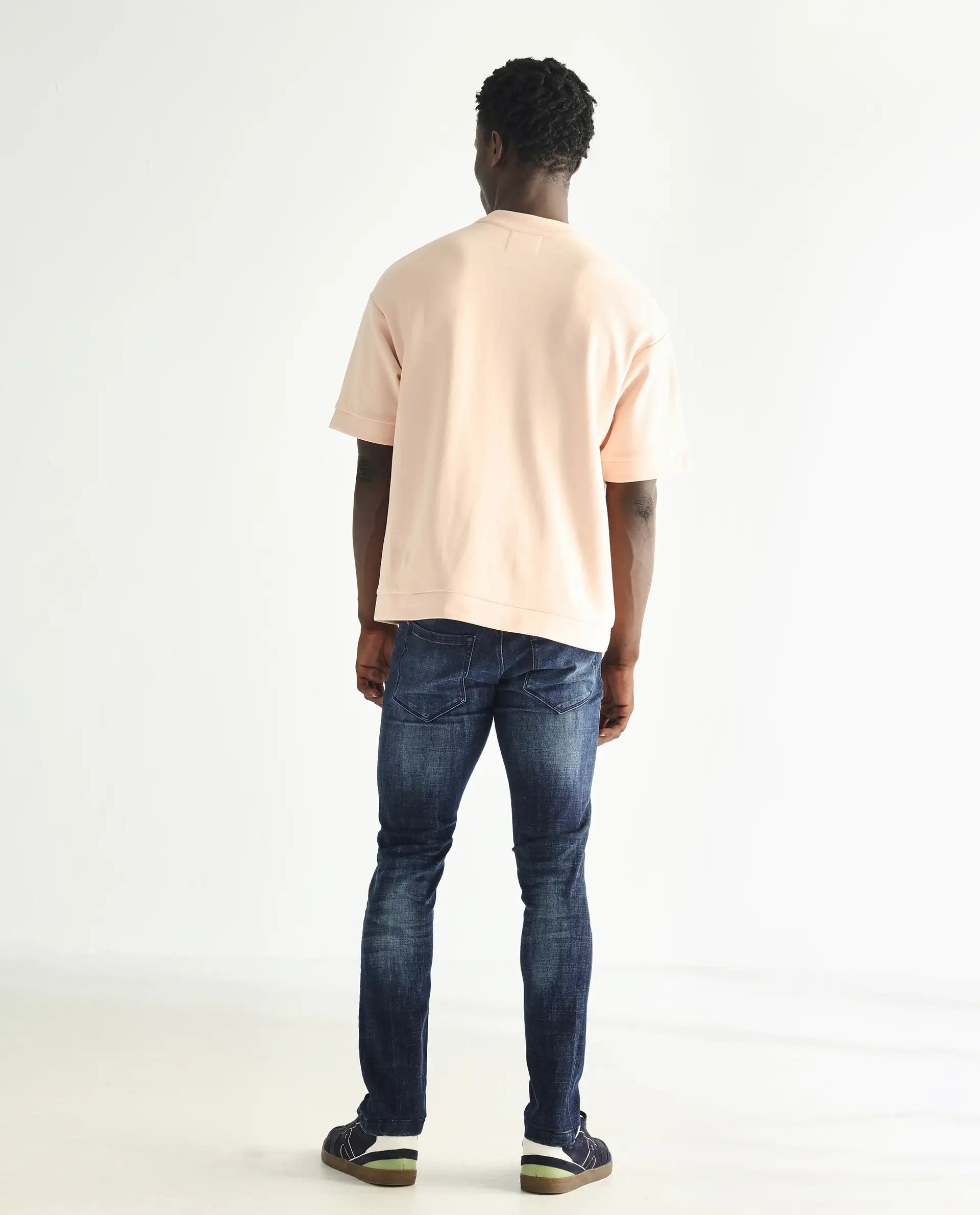 Rare Rabbit Men's Reims Light Blue Cotton Plain Hawk Slim Fit Jeans