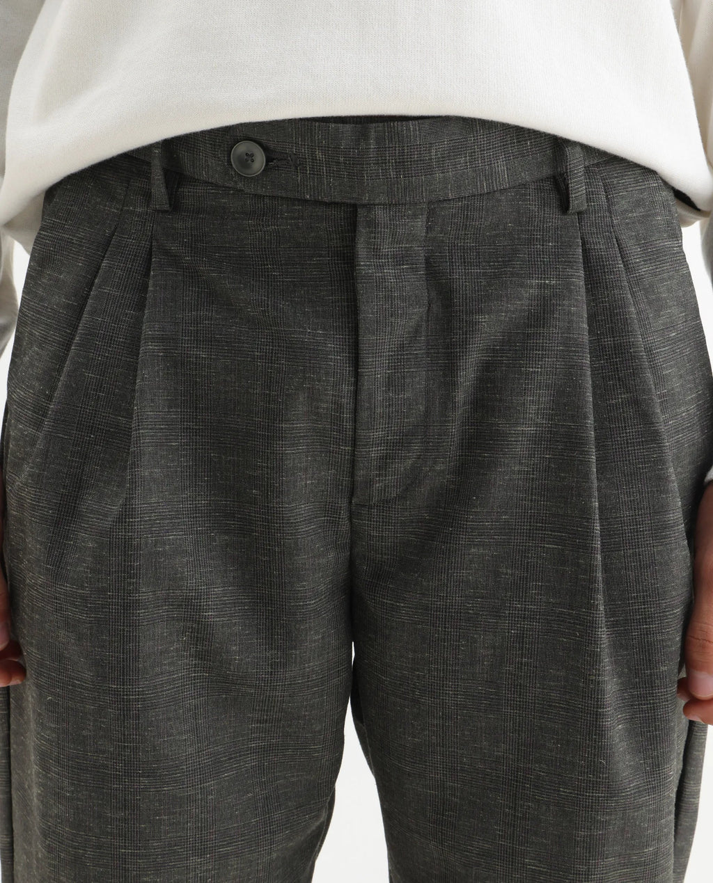 Rare Rabbit Men's Renot Dark Green Cotton Checked Print Regular Fit Trouser