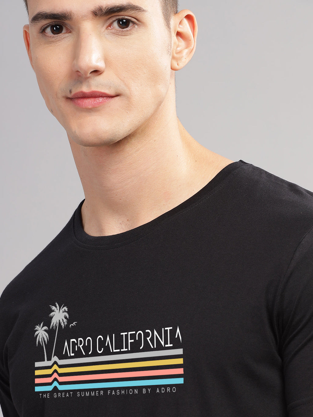 Men Black Round Neck T Shirt