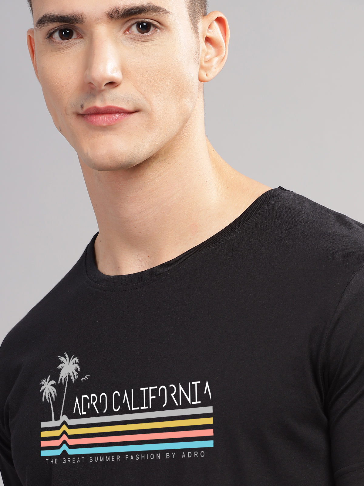 Men Black Round Neck T Shirt