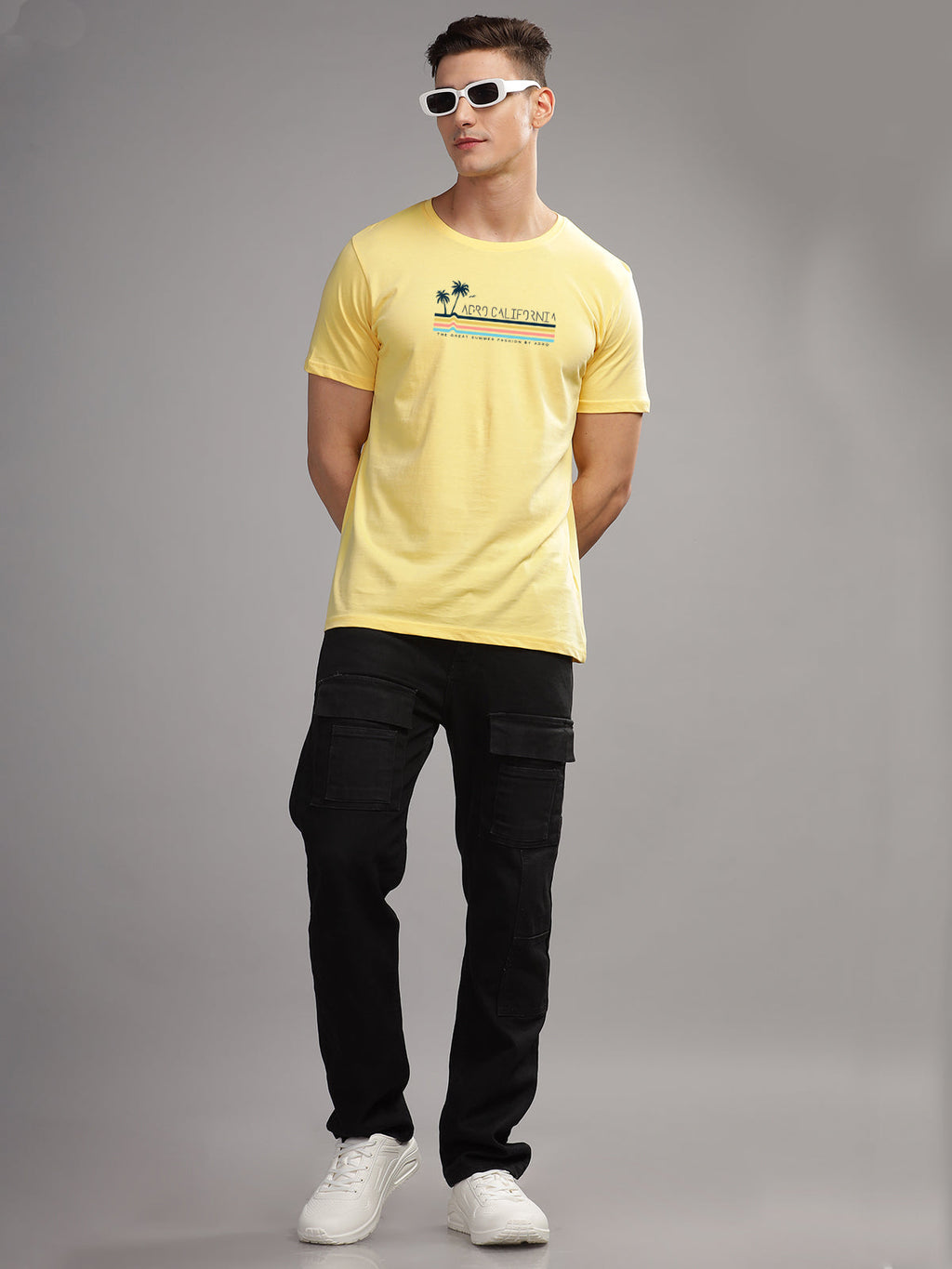 Men Yellow Round Neck T Shirt