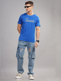 Men Blue Round Neck T Shirt