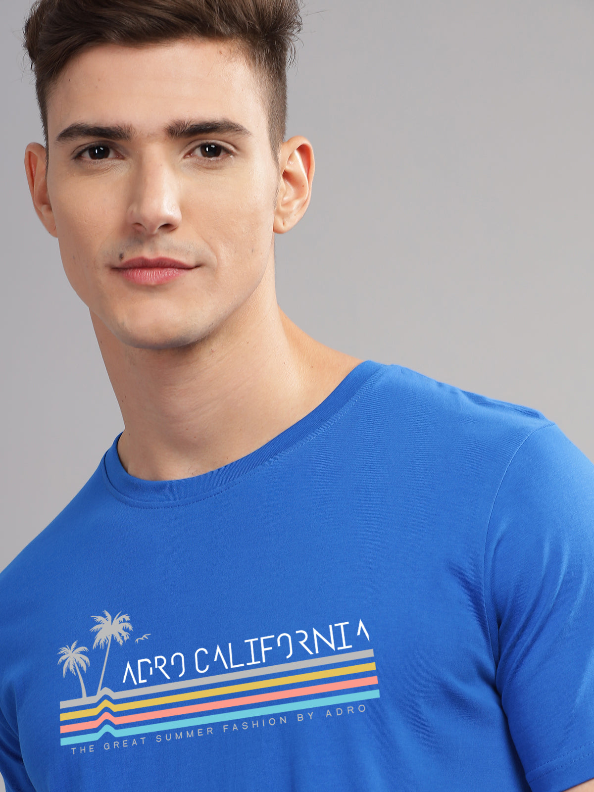 Men Blue Round Neck T Shirt