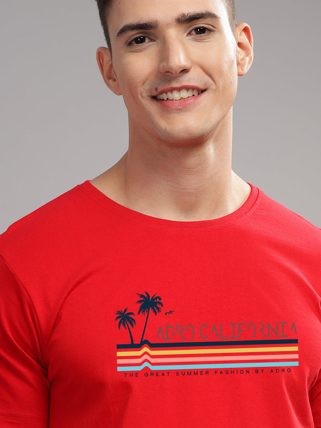 Men Red Round Neck T Shirt