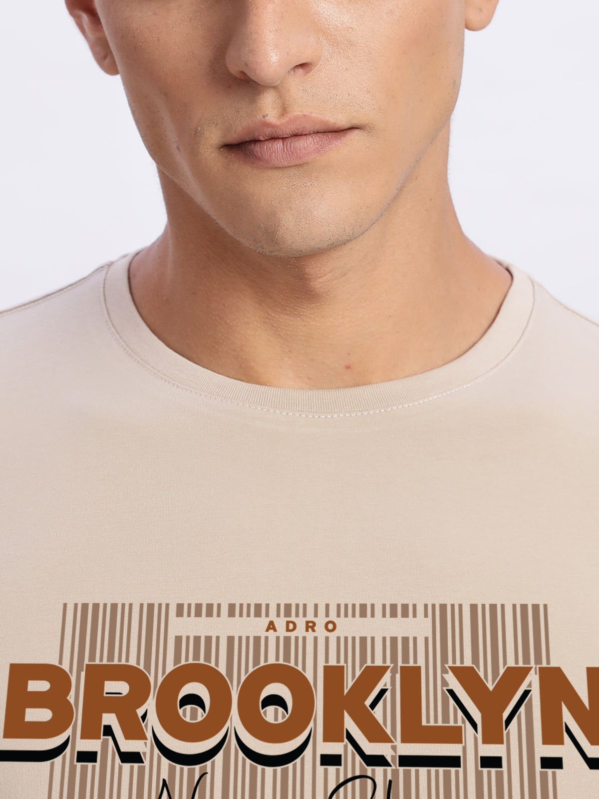 Men Printed Beige T Shirt