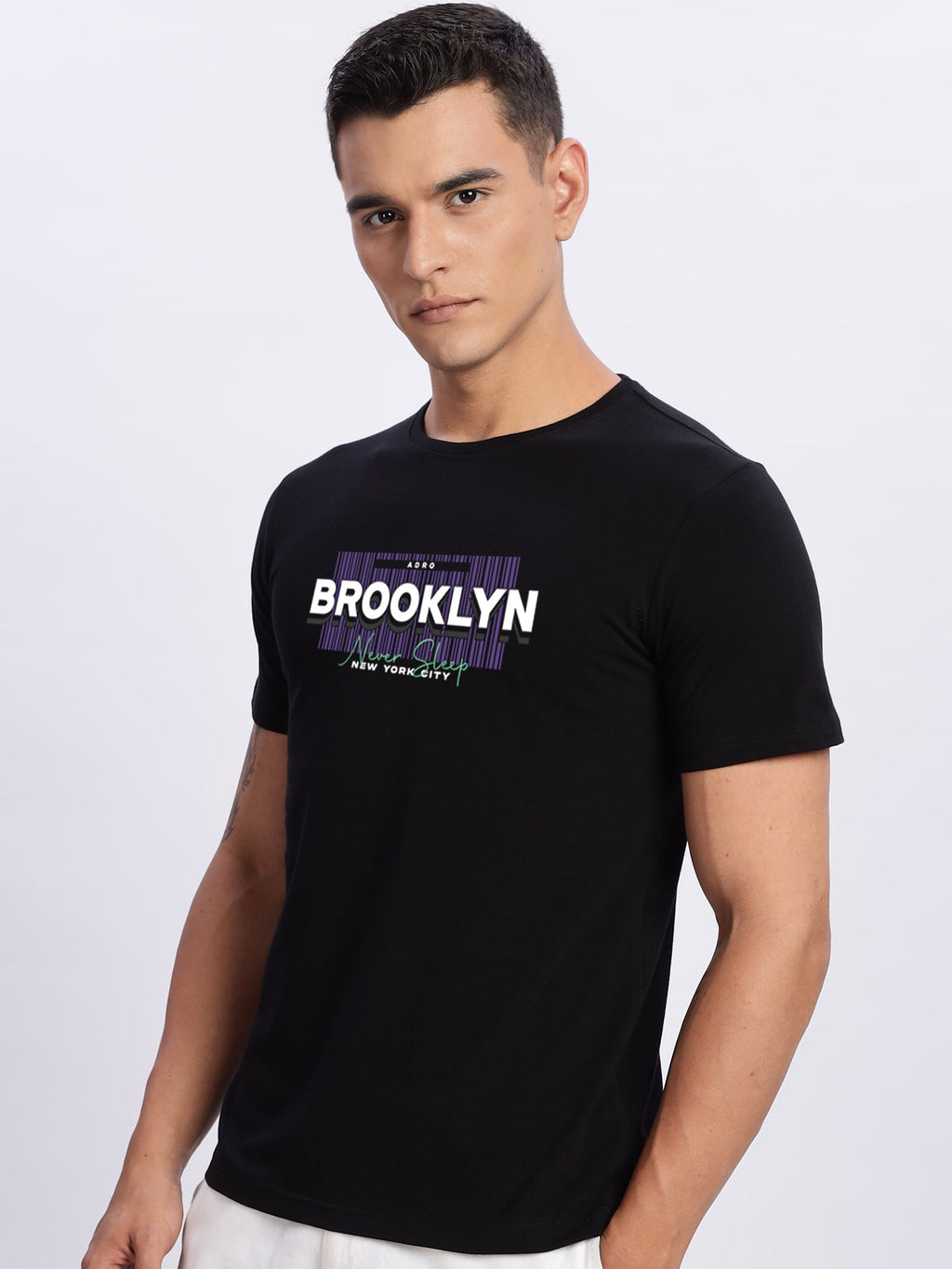 Men Printed Black T Shirt