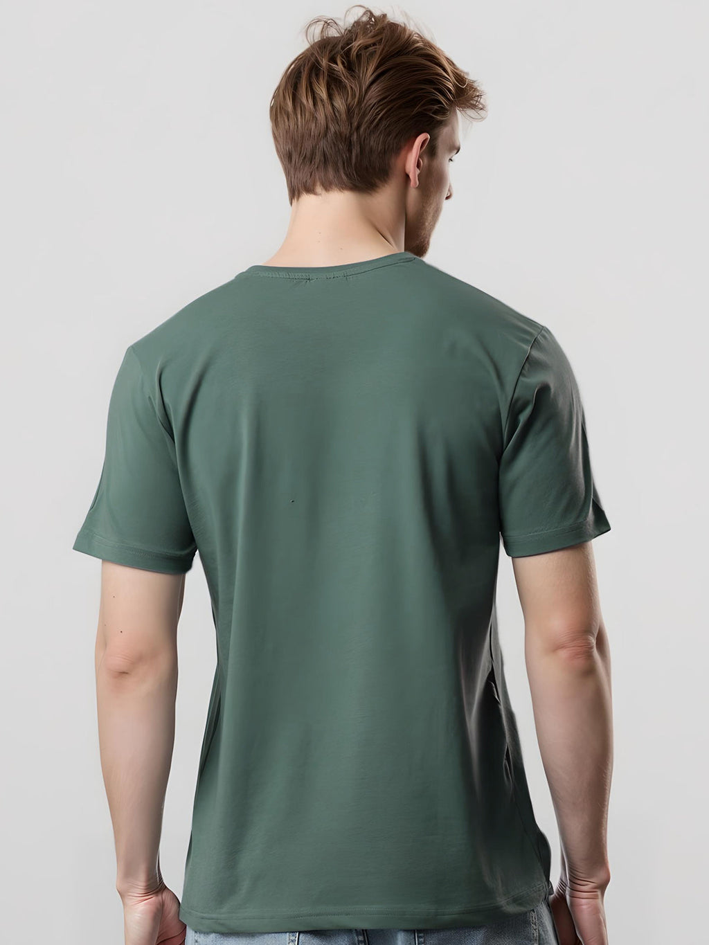 Men Printed Green T Shirt