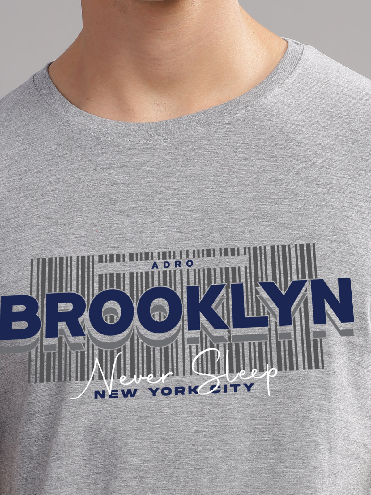 Men Printed Grey T Shirt