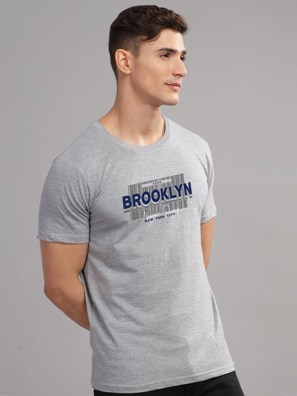 Men Printed Grey T Shirt