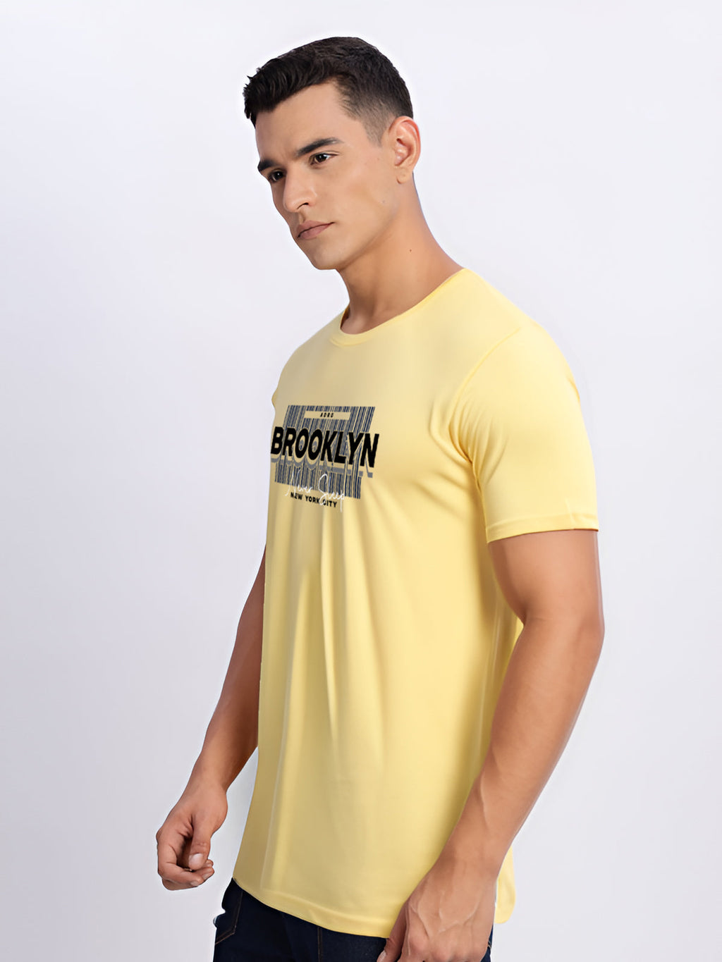 Men Printed Yellow T Shirt