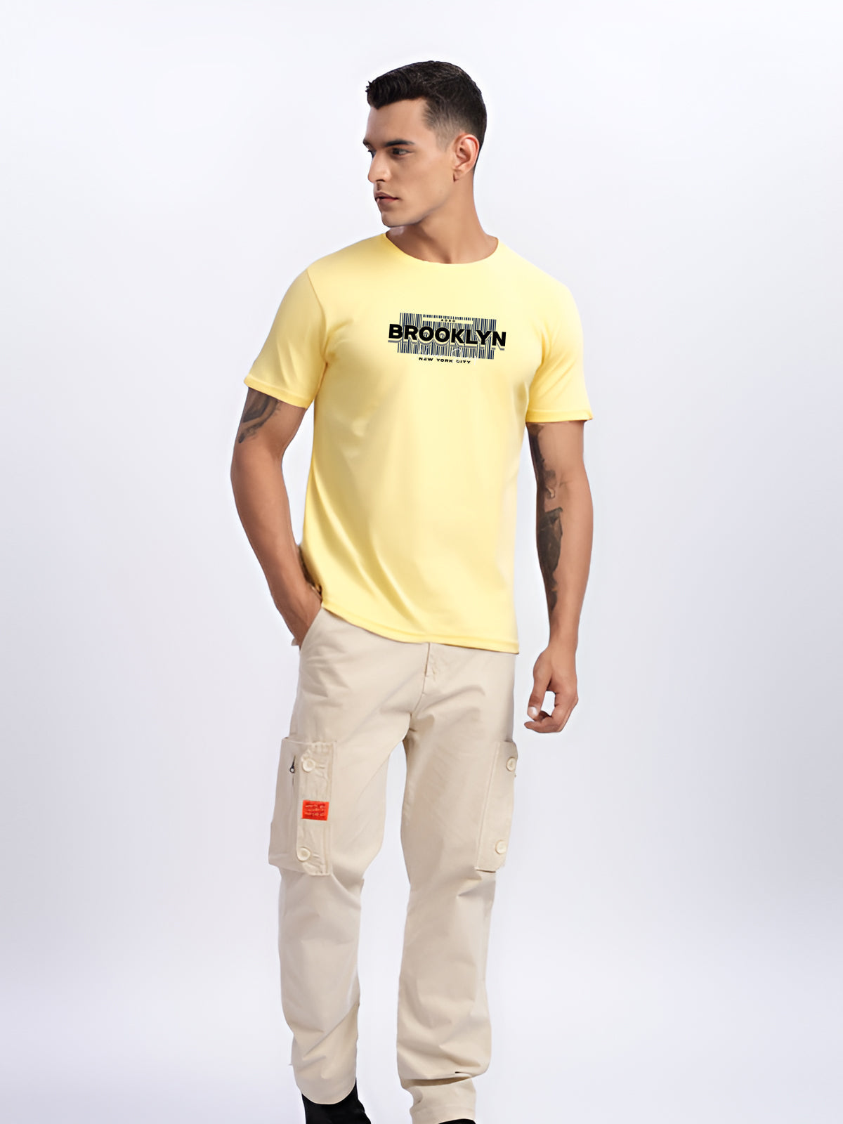 Men Printed Yellow T Shirt