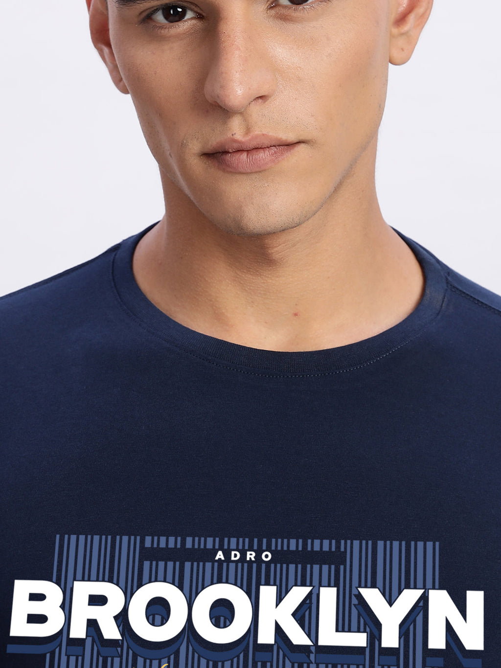 Men Printed Light Navy Blue T Shirt