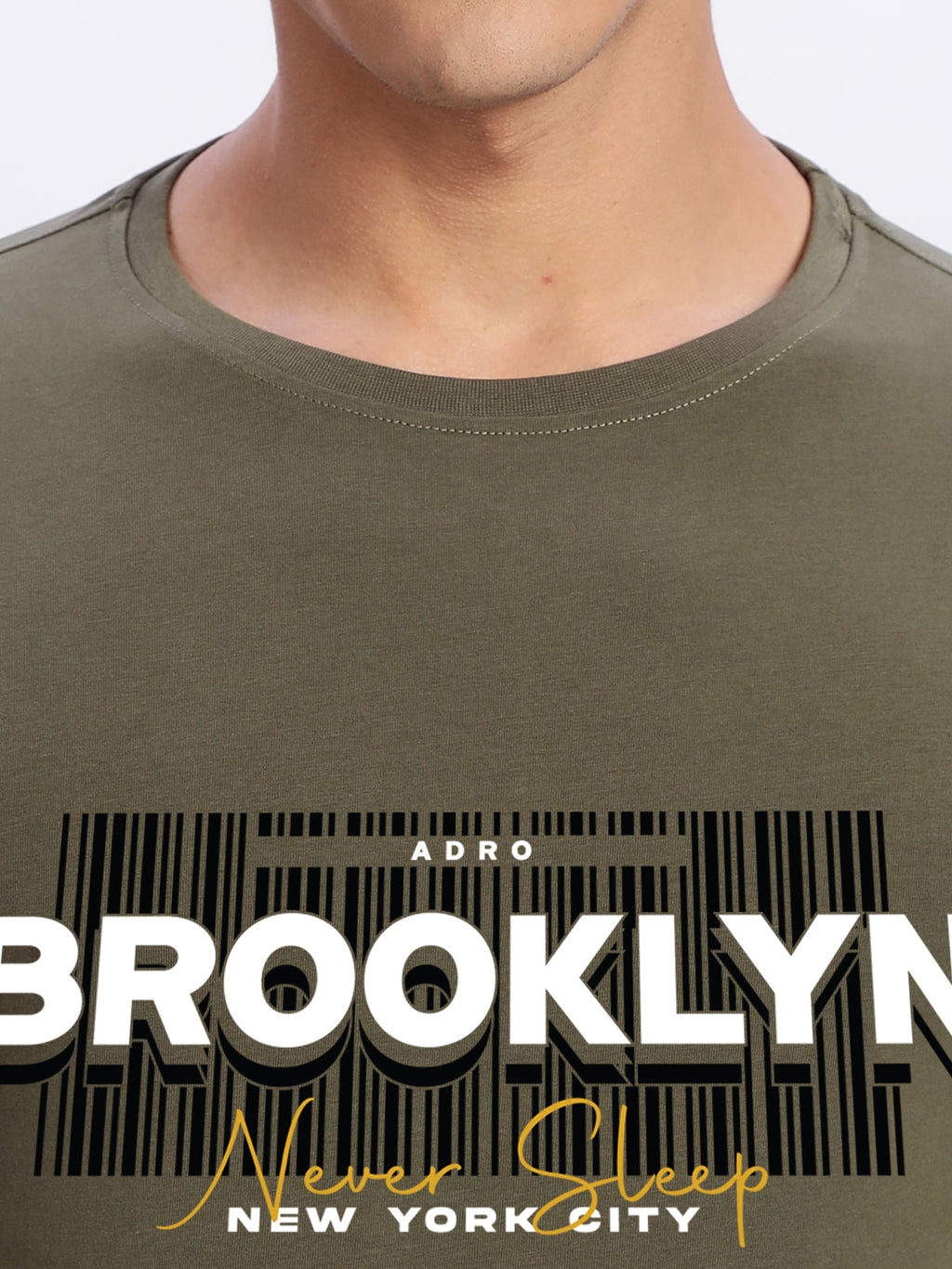 Men Printed Olive T Shirt