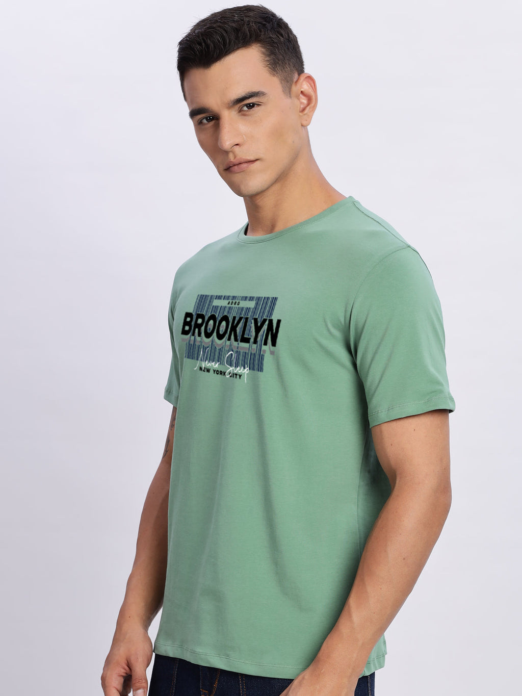 Men Green Printed T-Shirt