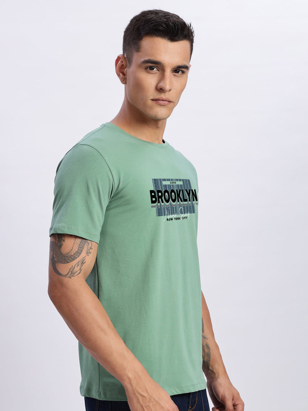 Men Green Printed T-Shirt