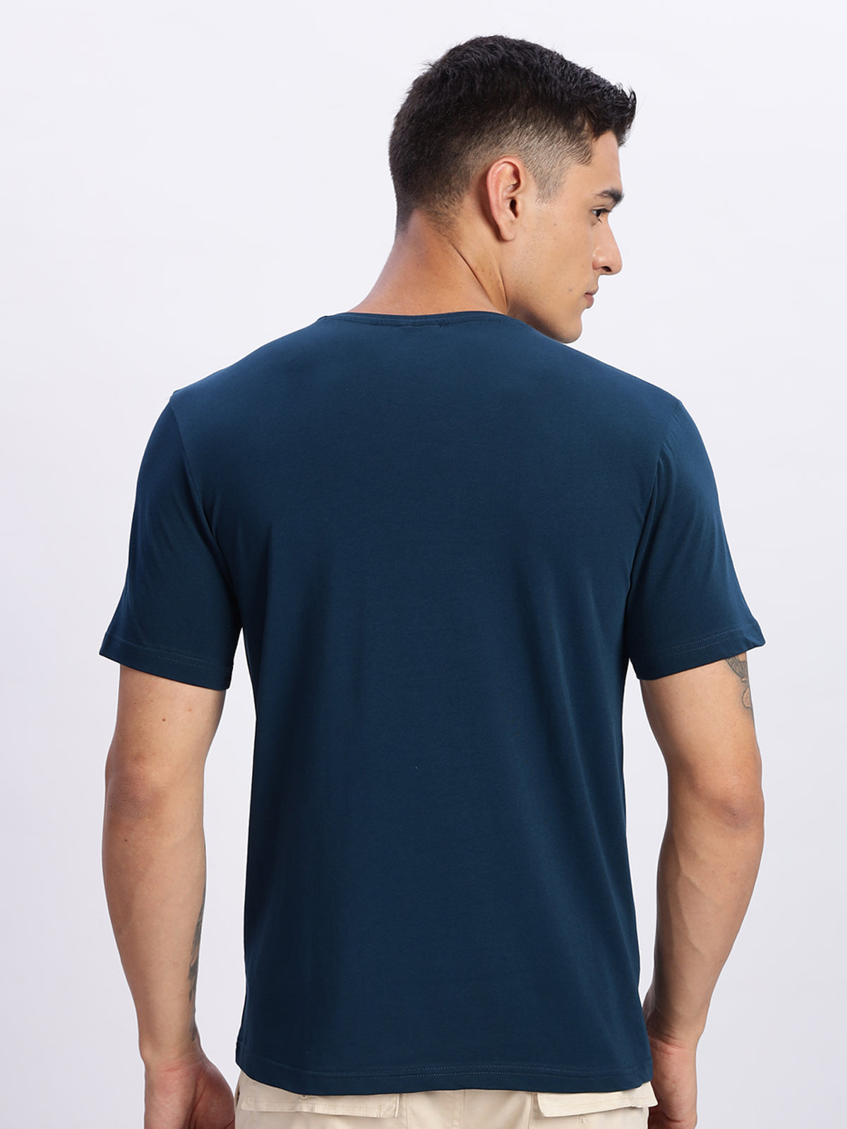 Men Printed Teal T Shirt