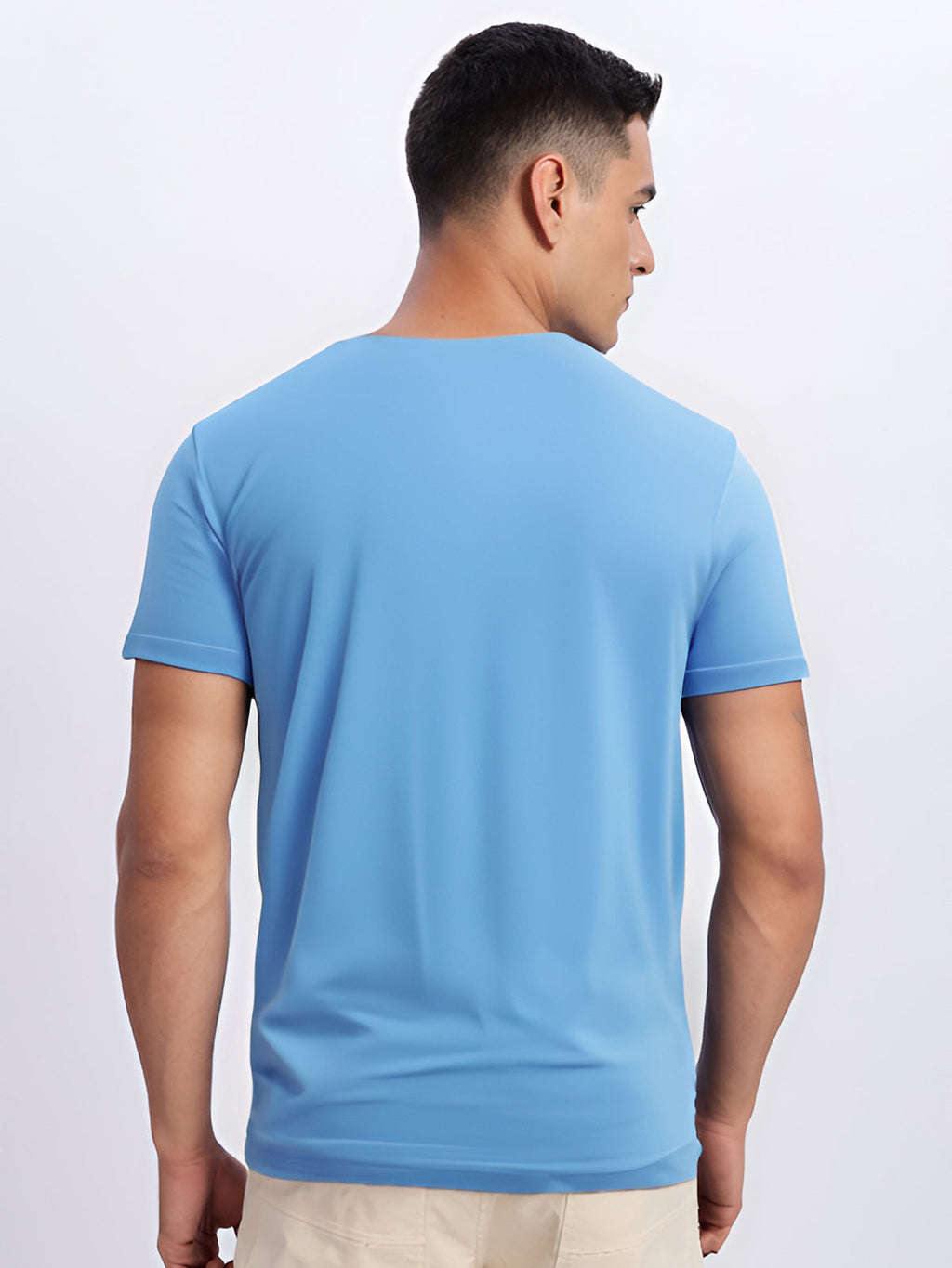 Men Printed Sky Blue T Shirt