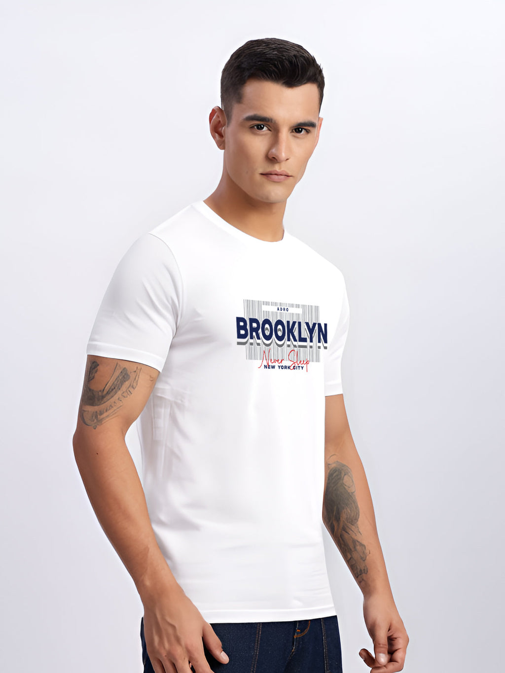 Men Printed White T Shirt