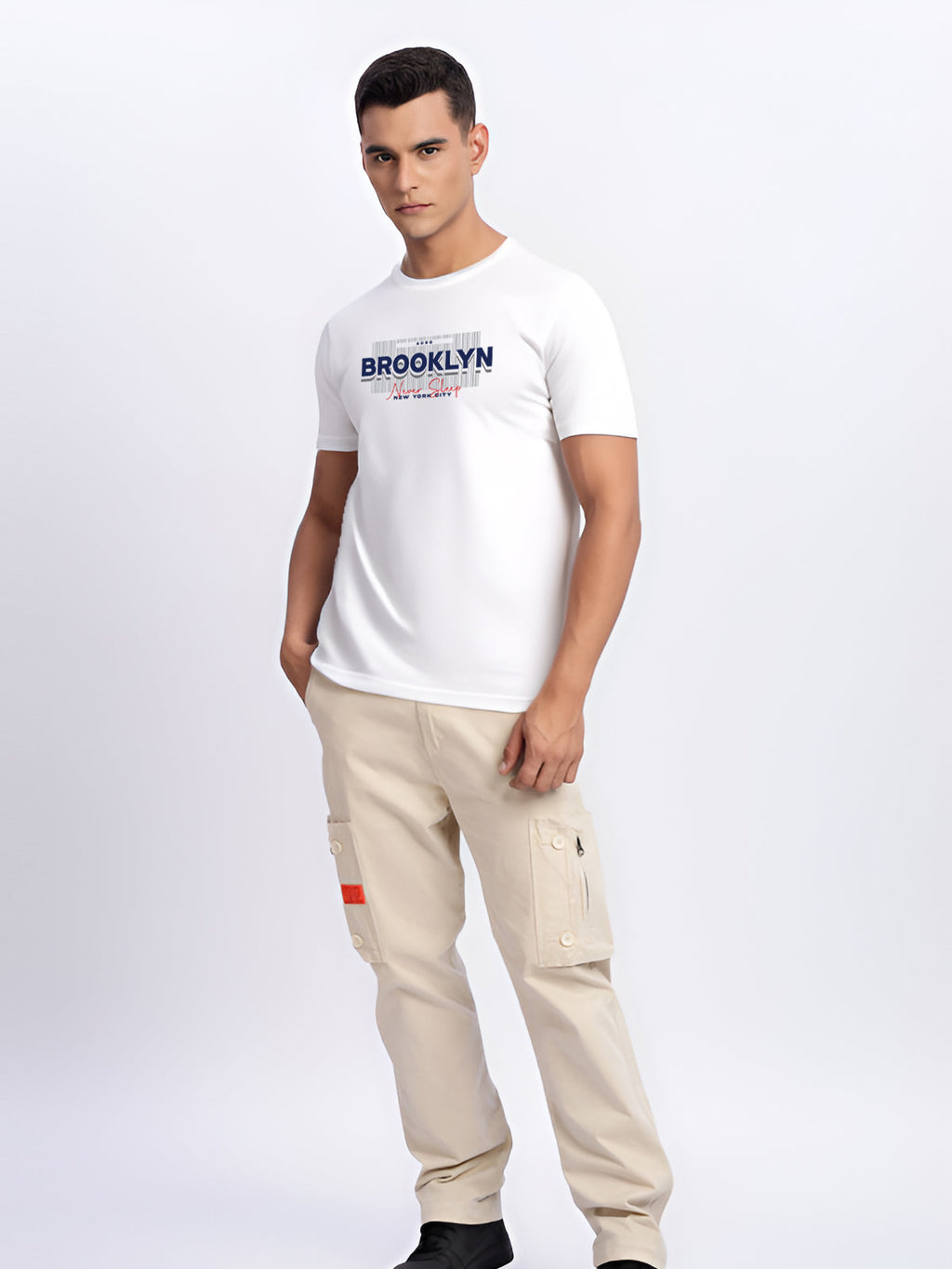 Men Printed White T Shirt