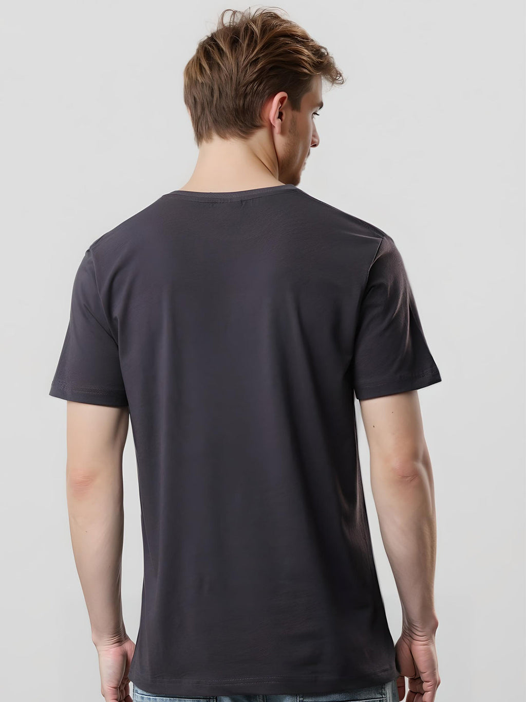 Men Printed Grey T Shirt