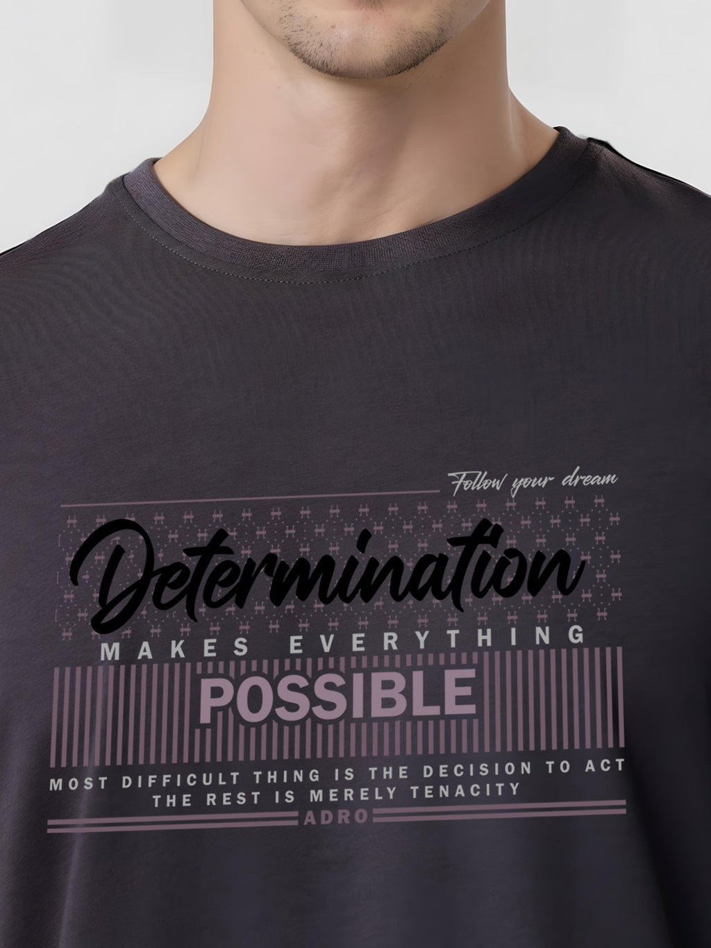 Men Printed Grey T Shirt