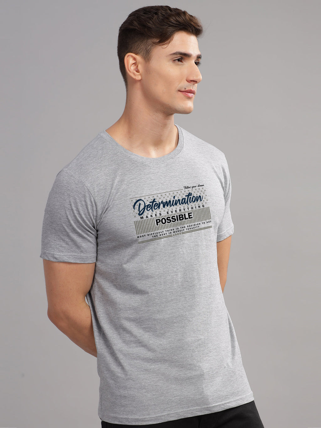 Men Printed Grey T Shirt