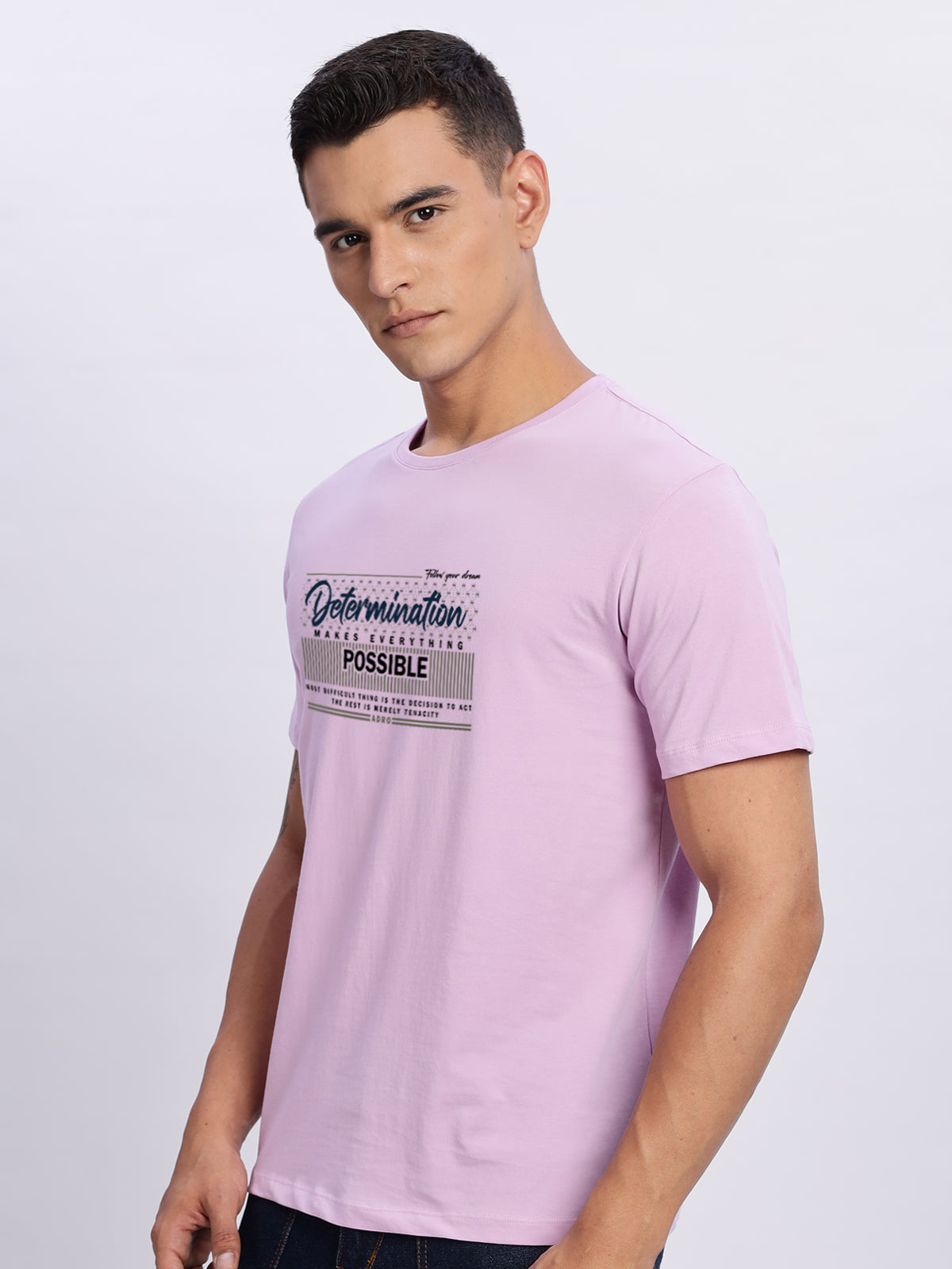 Men Printed Lavender T Shirt