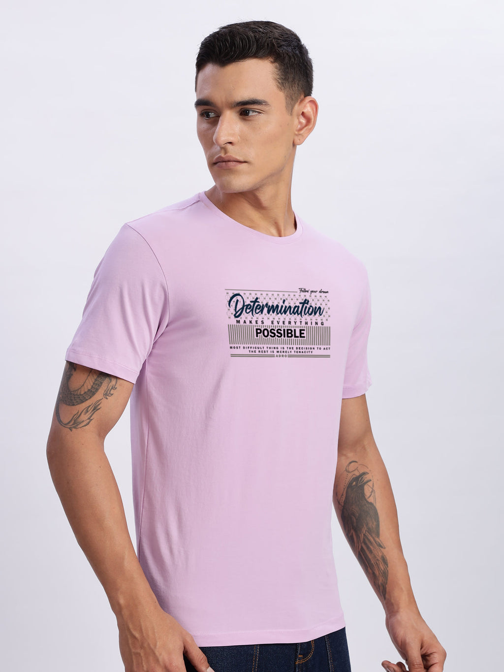 Men Printed Lavender T Shirt